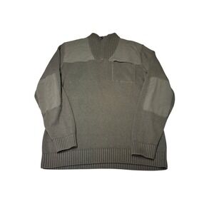 Duluth Trading Co Mens Large Tall Olive Green Wool Blend Quarter Zip Sweater